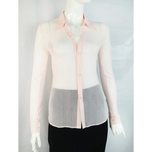 Vivienne Tam Light Pink Mesh Button Down Shirt
